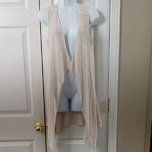 Rue 21 cream sharkbite open from duster vest lightweight Sz M